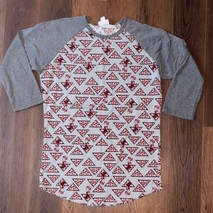 Gray and Red Minnie Mouse Graphic Raglan Shirt